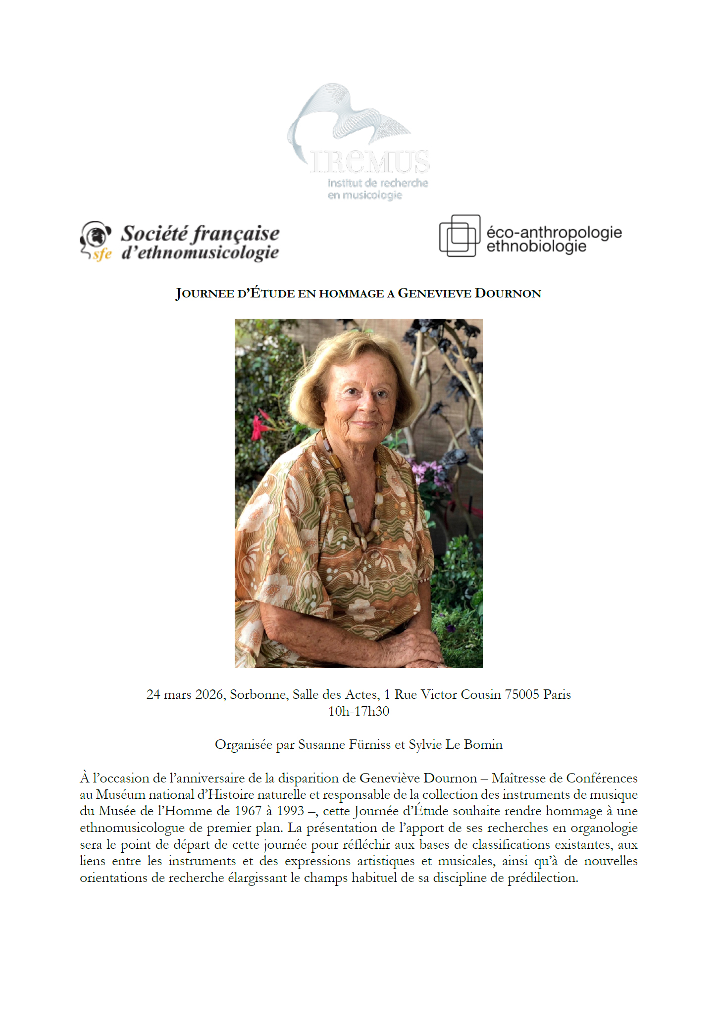 JOURNÉE D’ÉTUDE EN HOMMAGE A GENEVIEVE DOURNON 24 mars 2 &hellip;