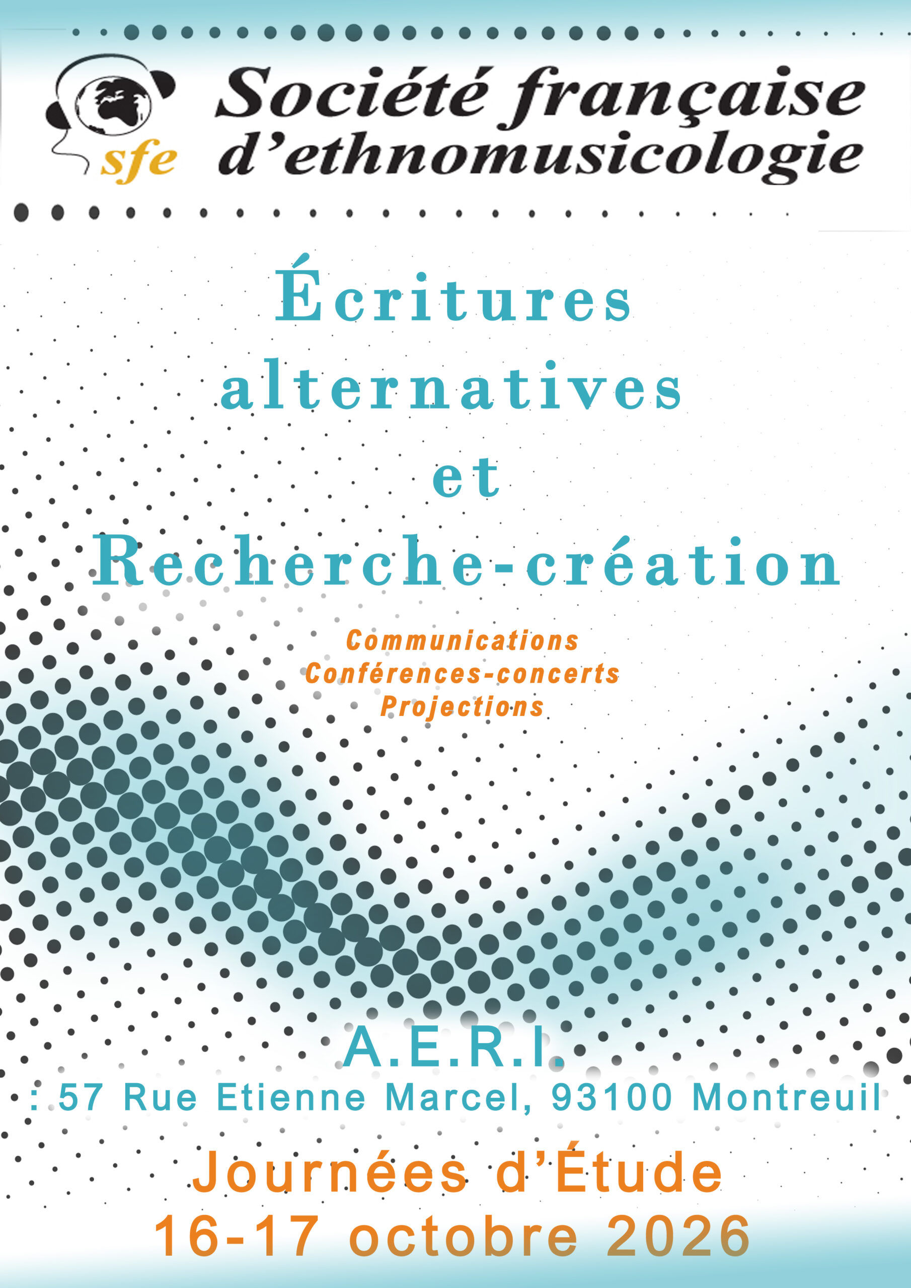Journées d&rsquo;étude 2026 16-17 octobre, Recherche-création, AERI Montreuil
